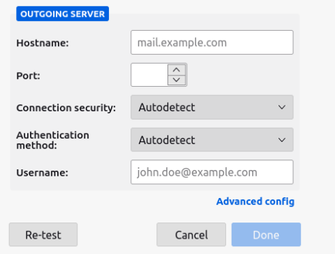 adam internet outgoing mail server settings
